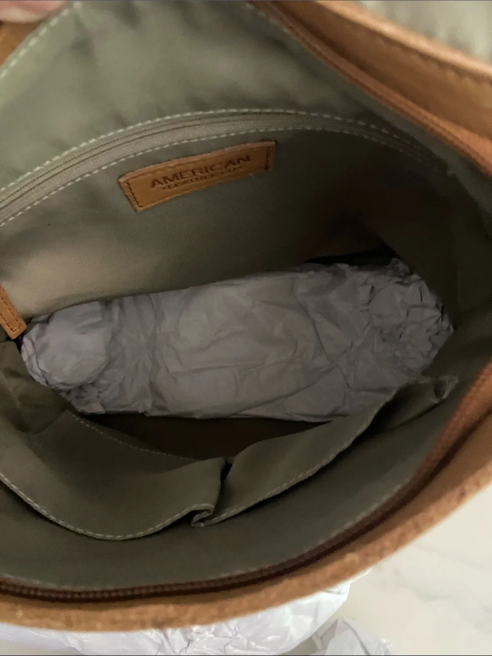 Tan Leather Daypack Backpack